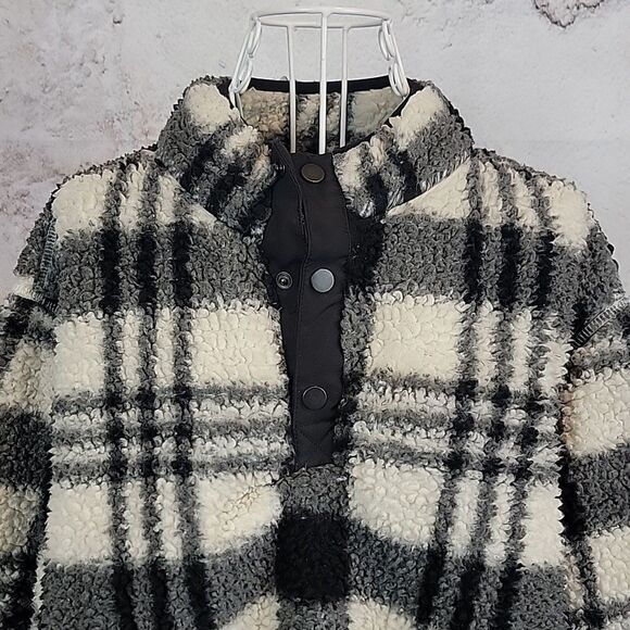 Home Free Plaid Fleece Pullover in Black and Cream Women's Size 2X - Picture 2 of 10